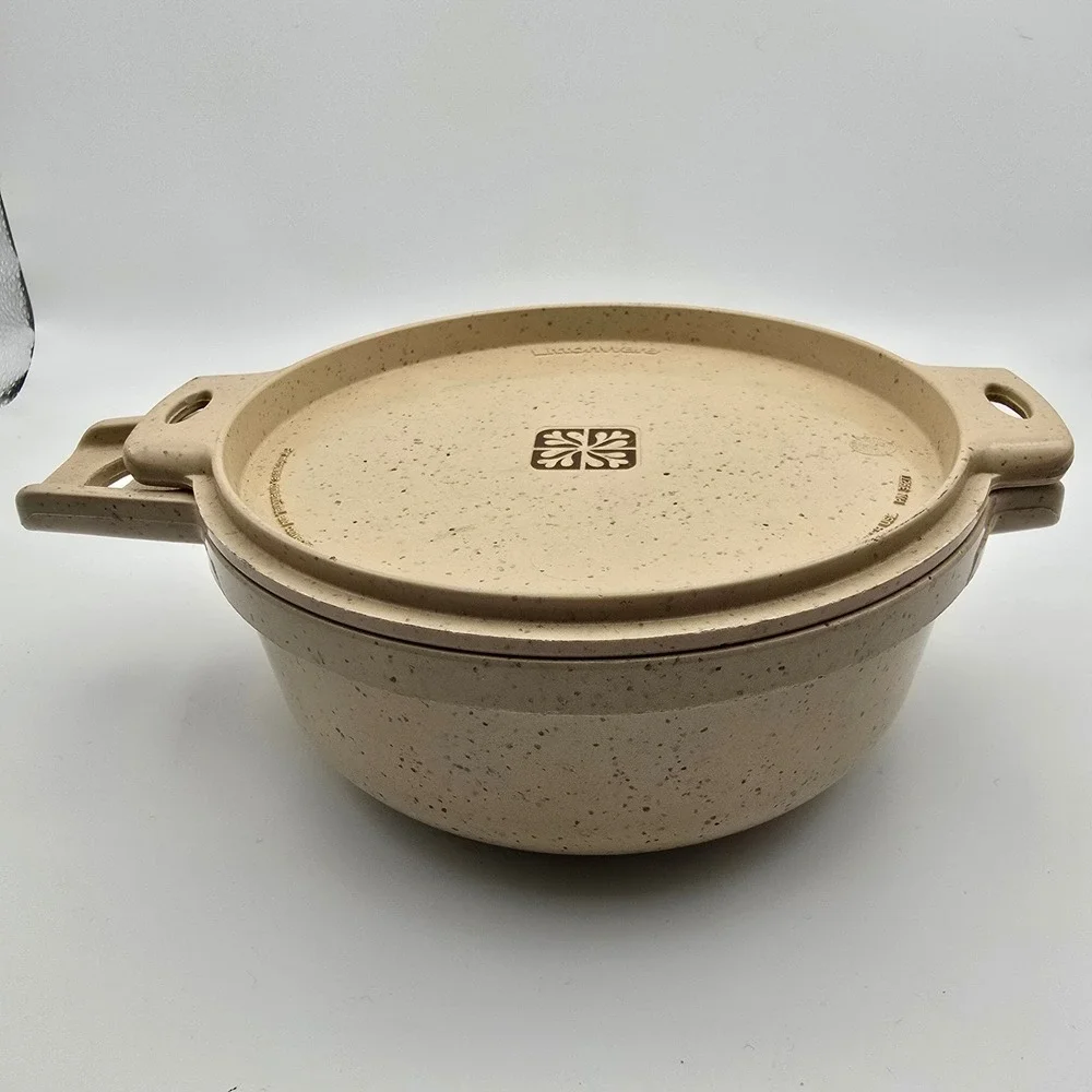 LittonWare Casserole Dish Lid Tan Speckled Microwave Convection 39277